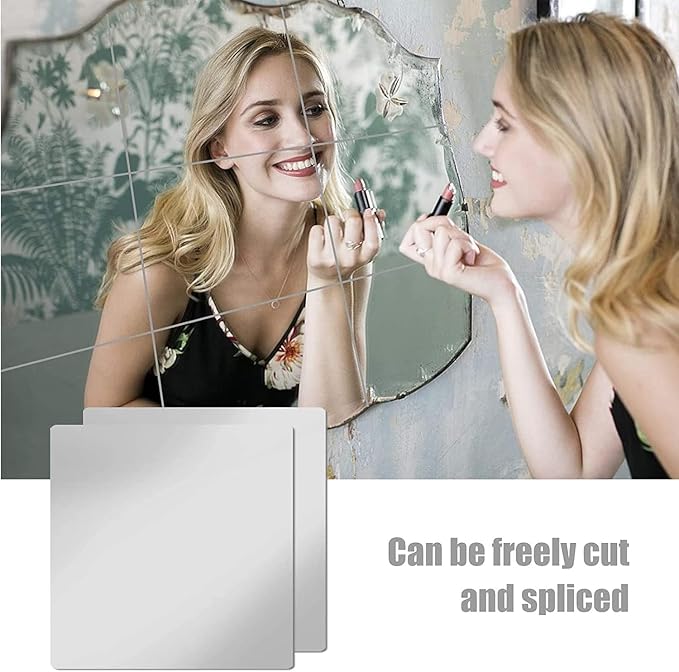16 Pcs Flexible Mirror Reflective Stickers，Non Glass Safety Reflective Mirror, 12 x 12 in Self Adhesive Square Cuttable Acrylic Film Mirror for DIY Craft Home Wall Decoration - Image 5