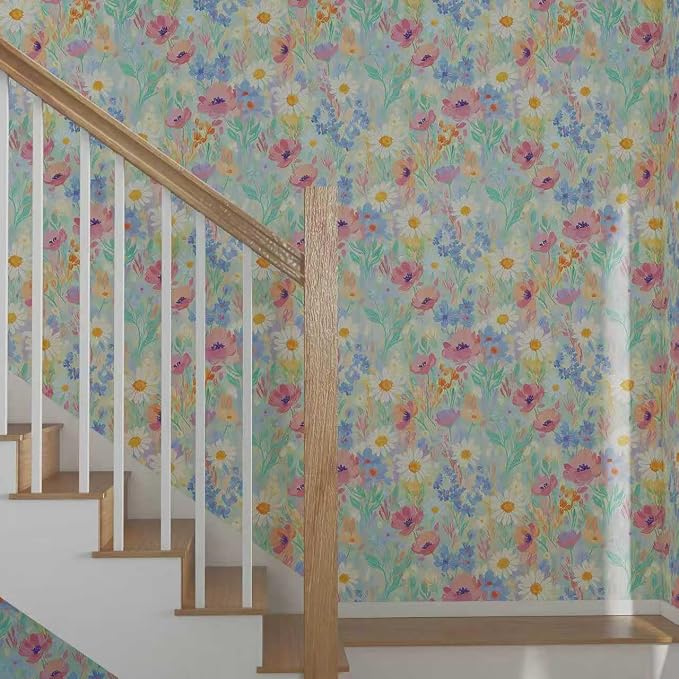 17.7" x 118" Floral Wallpaper Peel and Stick Vintage Floral Contact Paper Flower Wallpaper Boho Leaf Removable Self Adhesive Wall Paper for Cabinets Bedroom Wall Decorative - Image 8
