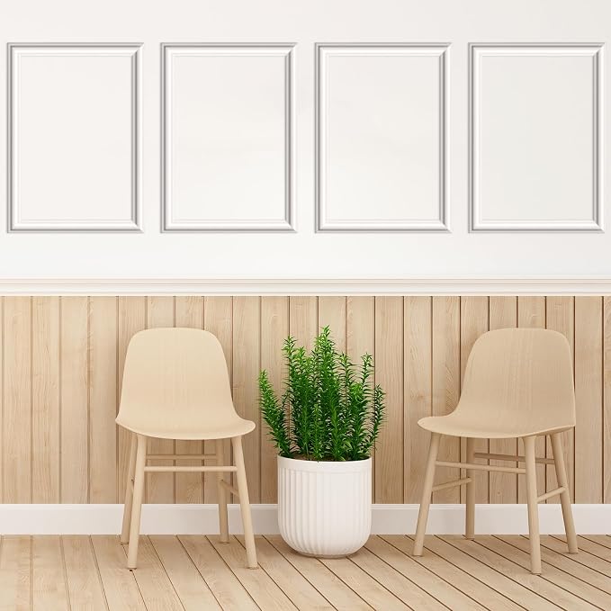 Colingmill Accent Wall Molding Kit Premade Panel,3set,16x24in | Wainscoting Panels, Peel and Stick, Wall Moulding, 3D, White, Pre Cut Picture Frame Trim, for Walls Home Decoration - Image 4
