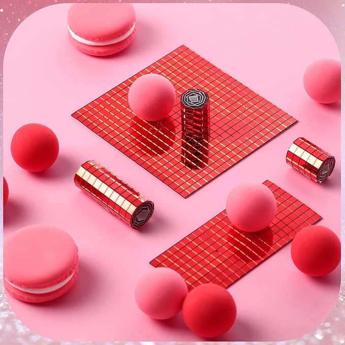 7200 Pieces Red Disco Mirror Tile Self-Adhesive Mirrors Mosaic Tile - Image 5