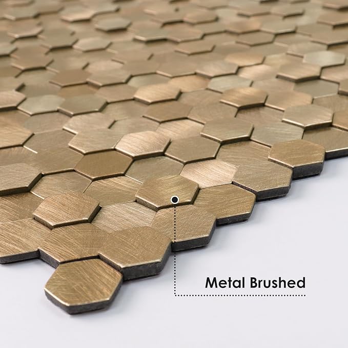 STICKGOO Peel and Stick Backsplash Tiles, Stick on Mosaic Self Adhesive Tiles, 3D Hexagon Backsplash for Kitchen Bathroom Fireplace Vanity (8PCS, Copper) - Image 7