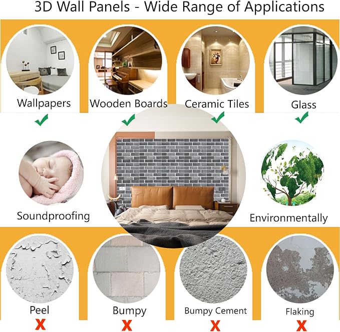 3D Wall Panels Peel and Stick 10 PCS PVC Brick Stone Wallpaper | 11.81*11.81 Inch, Waterproof, Self-Adhesive Wall Tiles, for Accent Walls, Kitchen, Bathroom, Bedroom & Office Decor - Image 8