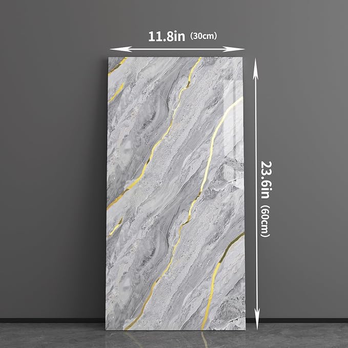 Haimin 3D Wall Panels Peel and Stick Marble Tile Look 10 Pack Waterproof | Lightweight, each 23.6x11.8in, total 19.4 sq ft. Kitchen & bath backsplash, bedroom/living rm decor. Marble-look faux tile. - Image 5