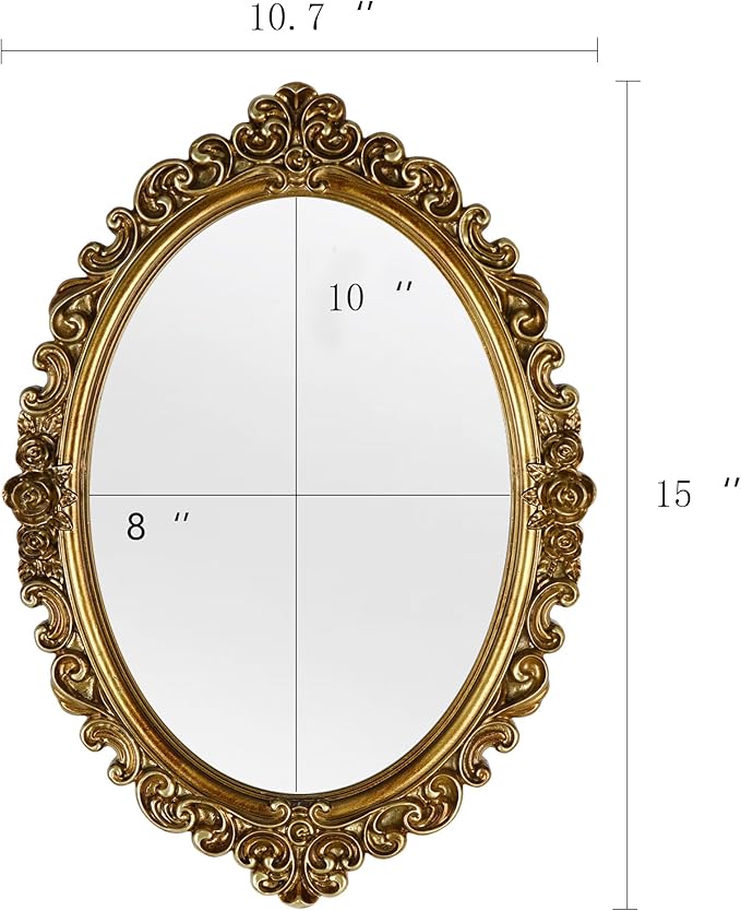 OIGUMR Small Oval Wall Mirror Resin Frame Size：15 x 10.7 inch - Image 5
