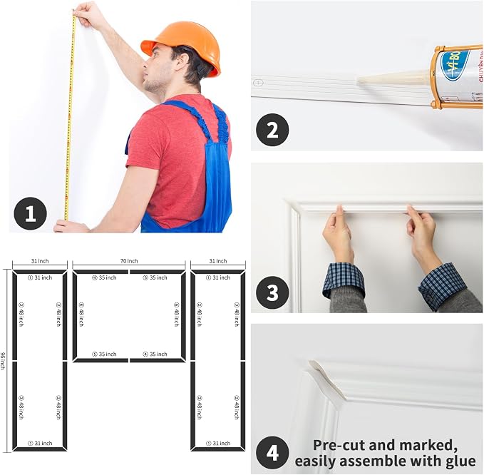 Art3dwallpanels Peel and Stick Wall Molding 3 Pcs Wainscoting Decor Kit | Ready to Assemble, Wainscoting Accent Panels, Interior Wall Decor Living Room Bedroom, Installed with Glue - Image 4