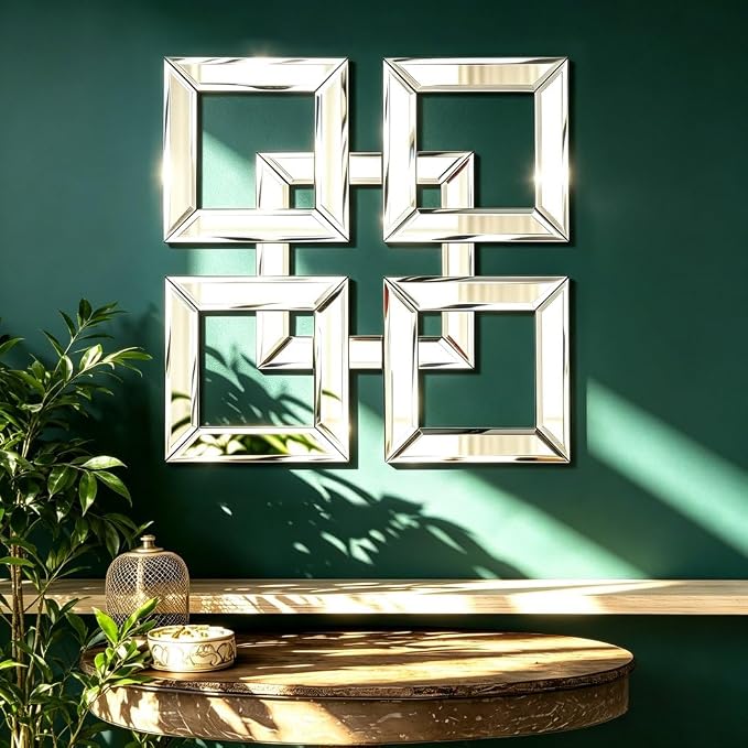 QMDECOR Square Mirrored Wall Decor Decorative Mirror 12x12 inches Modern Fashion DIY Silver Wall-Mounted Mirrors by QMDECOR