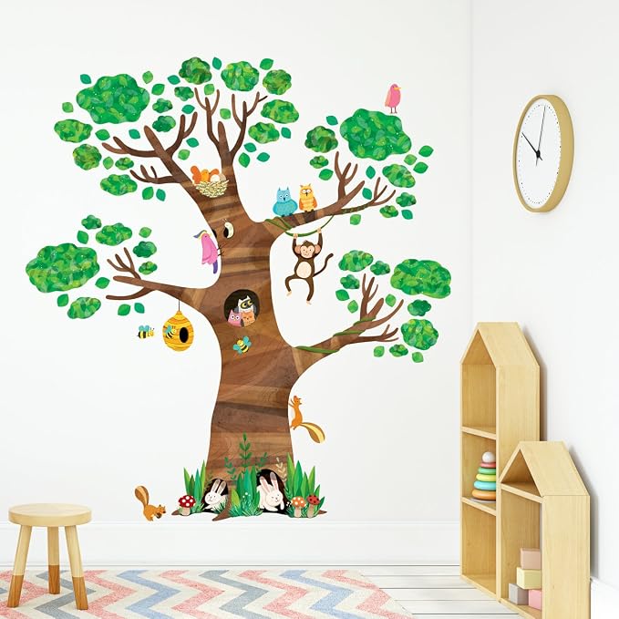 DECOWALL DL4-1709 XLarge Giant Tree and Animals Kids Wall Decals Wall Stickers (59x63 inch) Peel and Stick Removable Wall Stickers for Kids Nursery Bedroom Living Room - Image 9
