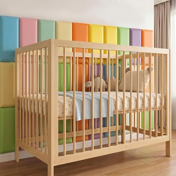 Hahafelt 24 Pack Wall Padding for Playroom Peel and Stick Headboard 15.75" x 7.87" x 1.18" 3D Anti Collision Upholstered Wall Panels Self Adhesive Headboard Panel for Protection (Fresh Colors) - Image 7