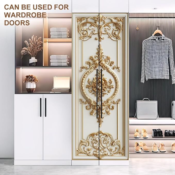 Baroque Door Mural, Gold Ornamental Floral Medallion Door Cover | Waterproof PVC, 30.3" W x 78.7" L; gold baroque design for entryway, bedroom, living room, office or closet doors. - Image 8