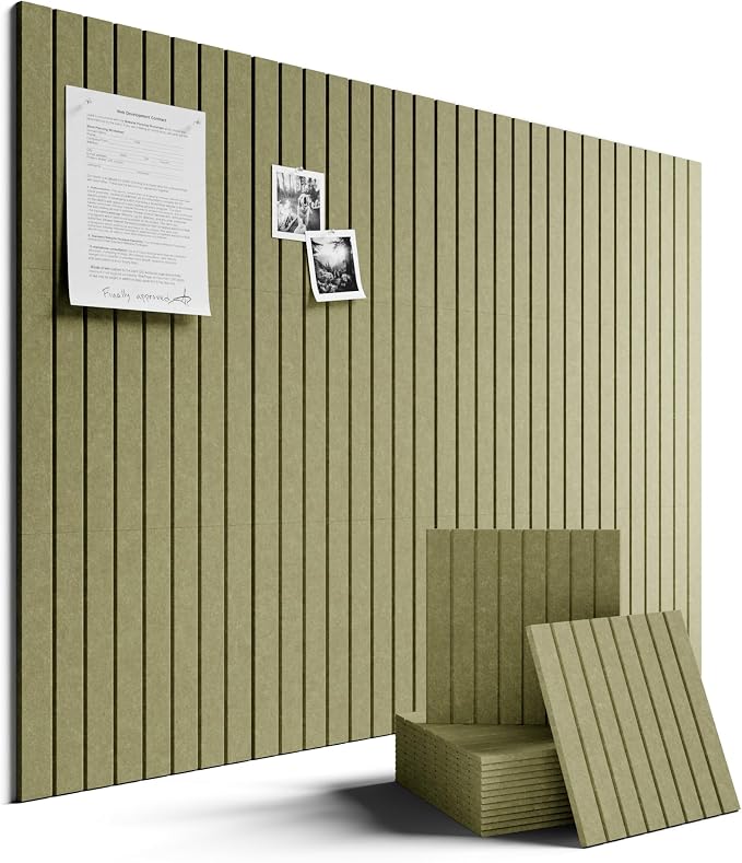 Fluxynara 48" x 36" Large Felt Bulletin Board, Olive Green | 12 Pack Cork Board Alternative with 60 Safe Adhesive Tabs, Pin Boards for Wall Decor, Home, Office, Classroom,Dorm by FLUXYNARA