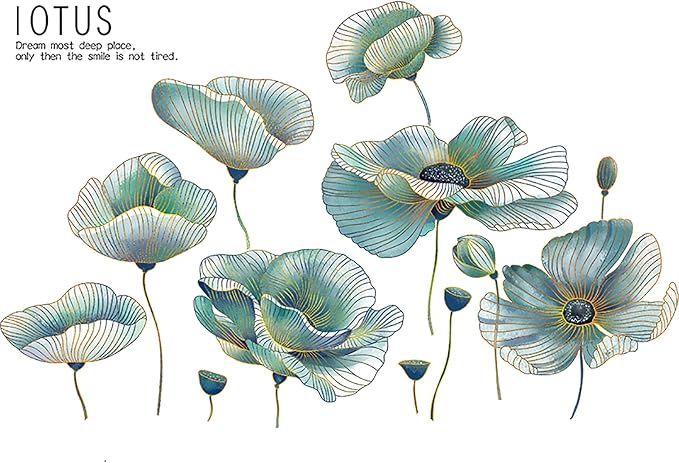 Green Lotus Wall Decals Peel and Stick Wall Stickers Removable Decal Wall Decor for Bedroom Living Room Classroom Office - Image 7