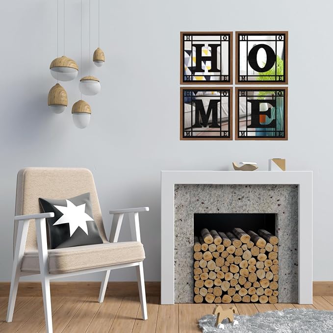 4 PCS Square Wall Mirrors, Rustic Farmhouse Accent Mirror， Home Wall Decor for Living Room, Bedroom, Bathroom & Entryway - Image 5
