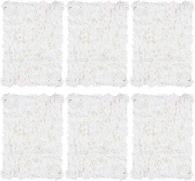 BLOSMON Flower Wall Panel Backdrop Decor, 6 Pcs, Ivory White, 24 x 16 Inch | Easy Use, Artificial Hydrangea Backdrops, for Wedding, Party, Bridal Shower, Hanging Fake Silk Floral Walls for DIY Decor by Blosmon