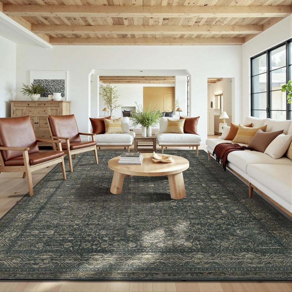 Rugxara 10x14 Washable Area Rug for Living Room, Extra Large,Vintage Boho by Rugxara