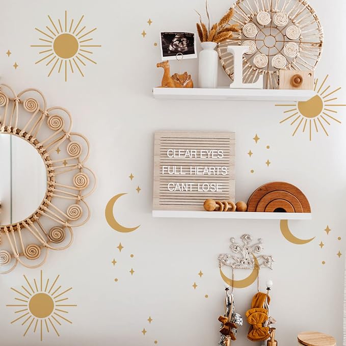 Nursery Wall Stickers Boho Kids Room Decor Girls Bedroom Removable Wall Decals Vinyl Murals DIY Cute Decorations 12 Sheets by QUCHENG