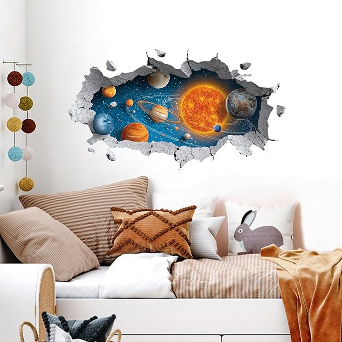 Space Planet Wall Decals Stickers, Solar System Wall Art Peel and Stick, Removable Vinyl Wall Decor for Bedroom, Living Room, Office, Home Decoration - Image 8
