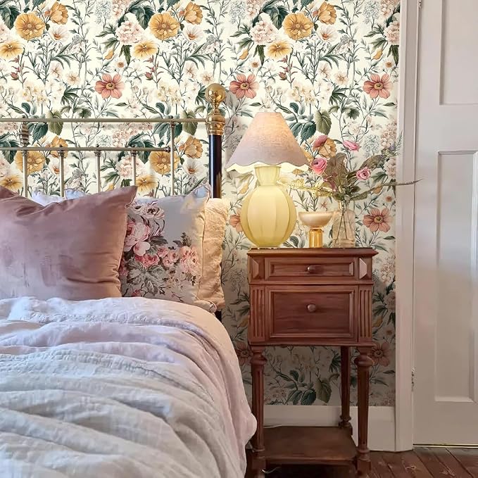 Livebor Vintage Floral Peel and Stick Wallpaper for Bedroom 17in x 590.5in | Floral Contact Paper Self Adhesive Wallpaper Waterproof Vinyl Removable Boho for Bathroom Shelf Cabinet Decor - Image 2
