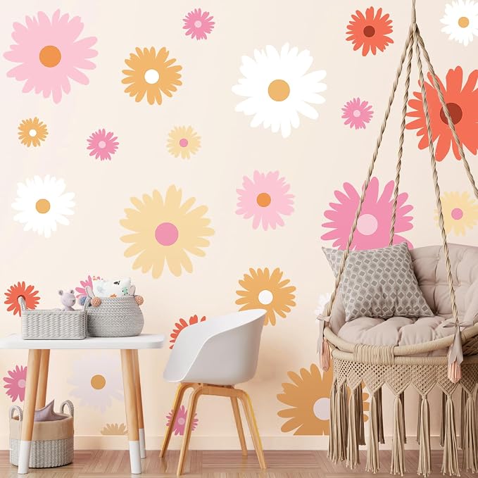 TaoBary 12 Sheet Large Daisy Wall Stickers Decal Flower Wall Sticker | Big Flower Wall Decal, Floral Sticker, Daisy Bedroom Room Decor, Peel and Stick, Nursery Home Wall Decor by TaoBary