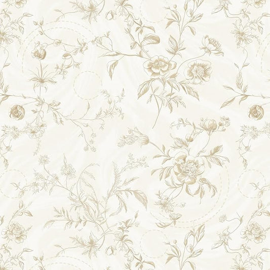 Ismoon Floral Peel and Stick Wallpaper Vintage Beige Stick on Wall Paper French Textured Contact Paper for Cabinet Removable Self Adhesive Wallpaper Vinyl Roll Shelf Decro, 17.3inx787in by Ismoon