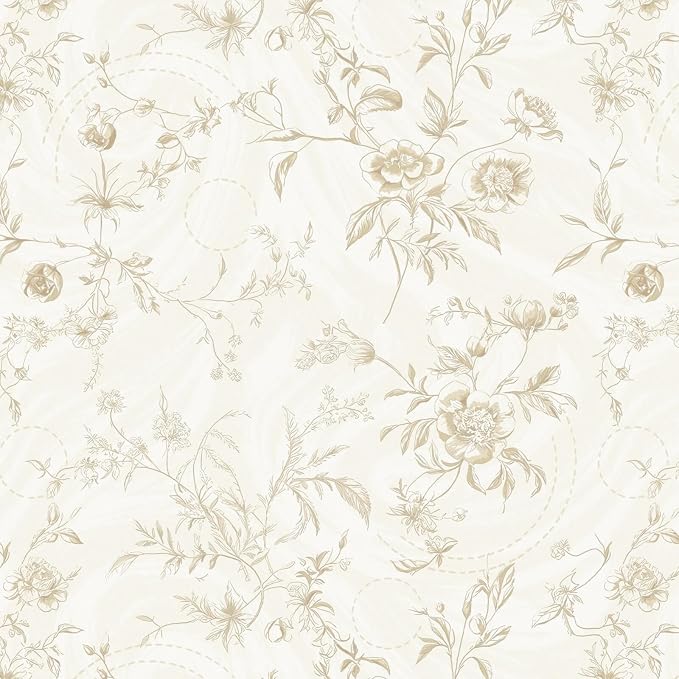 Ismoon Peel and Stick Wallpaper Floral Vintage Stick on Wall Paper Beige French Textured Contact Paper for Cabinet Removable Self Adhesive Wallpaper Vinyl Roll Shelf Deco, 17.3x118in by Ismoon