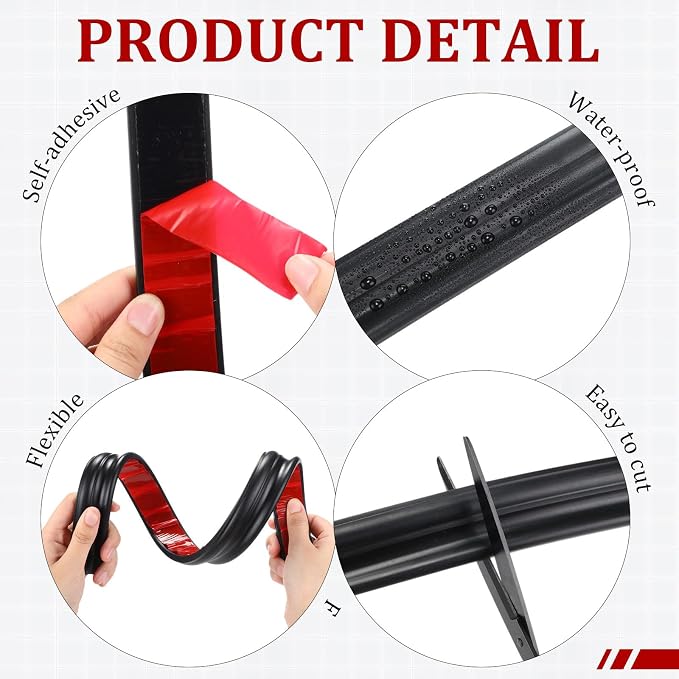 32.8ft x 1.25 Inch Flexible Peel and Stick Molding Trim for Wall, Baseboard, Backsplash, Tile Edge, Chair Rail, Mirror-self Adhesive Moulding Trim for Bathroom Wall Door Floor Window, Black - Image 3