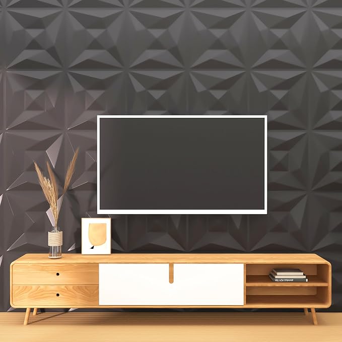 40 PCS 3D Wall Panels for Interior Wall Décor Black 11.8"*11.8" Covering Panels, PVC Textured 3D Wall Tile for Living Room, Bedroom DIY Interior Décor - Image 7
