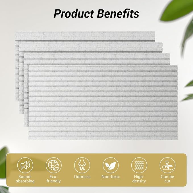 TONOR Dual-Layer Thickened Acoustic Wall Panels-4 Pack 47.2"x23.6"x0.72" | Self Adhesive High Density Sound Proof Panels for Walls, Peel and Stick Wall Panels for Interior Wall Decor, Gray - Image 6