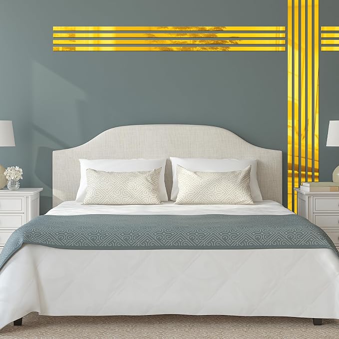 20-Piece Peel-and-Stick Acrylic Mirror Wall Trim (Gold) - Image 6