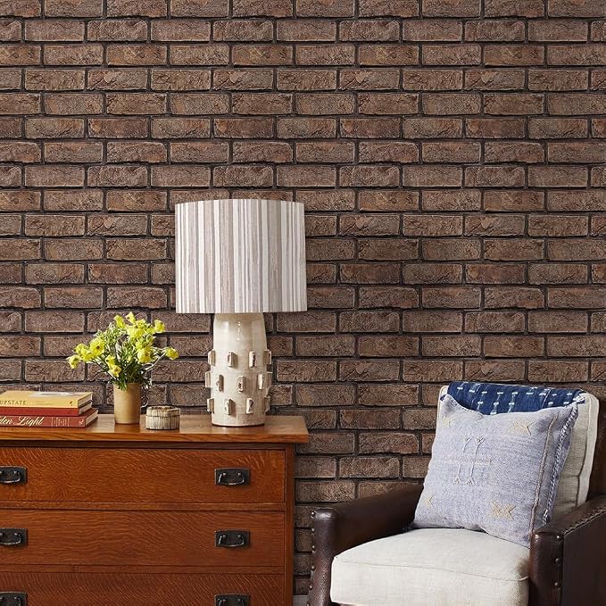 3D Peel and Stick Faux Brick Wall Panels 11.8" x 11.8" 10-Pack | Small Brick-Look Textured Sticker, Thin Lightweight PVC Self Adhesive Wall Tiles for Interior Decor, Cover 9.7 sq ft - Image 7