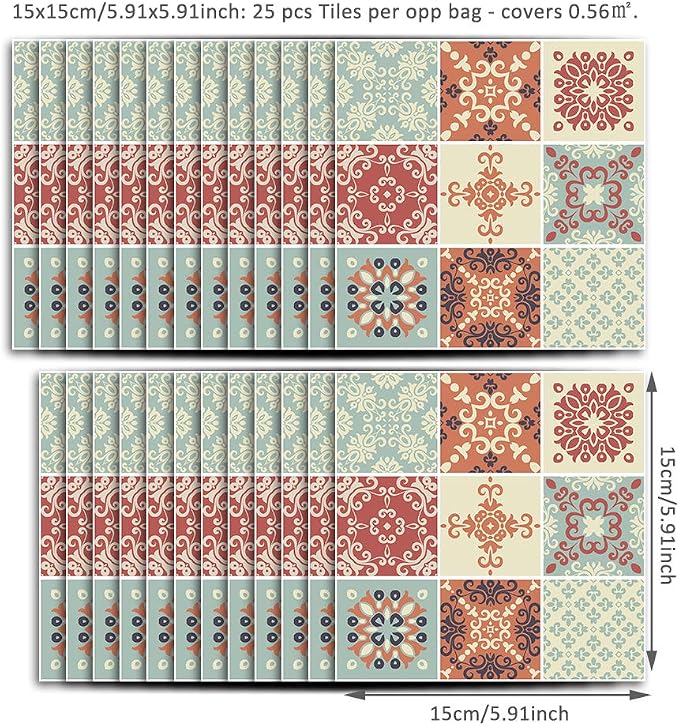 Alwayspon 25 Pcs Self-Adhesive Tile Transfer for Home Decor, Peel and Stick Tile Decal, Water-Proof Backsplash Wall Tile Sticker for Kitchen Bathroom, 6x6inch - Image 7
