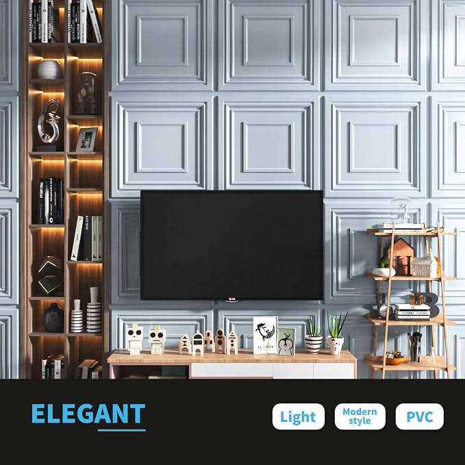 Art3d Decorative 3D Wall Panels 24" x 24", Square Gray Ceiling Tiles, Wall Panels for Home, Office, Coffee Shop,12 Pack - Image 4