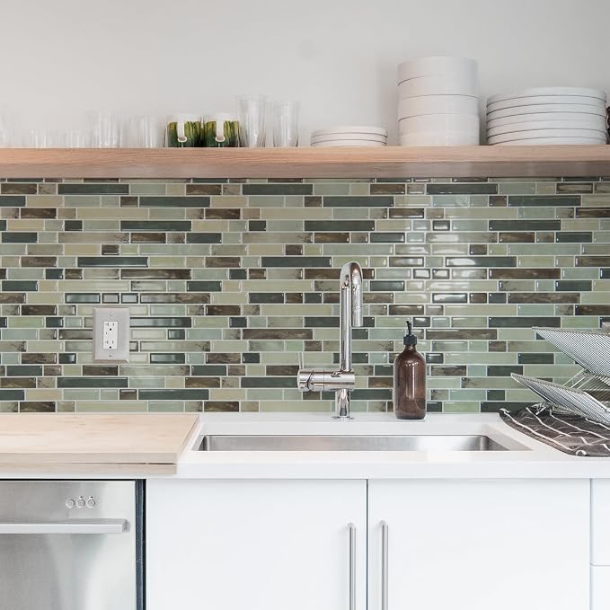 Art3d Linear Design Tile Peel and Stick Backsplash, 10-Sheet, Dark Brown | 12 x 12 Inch, Enhanced Thickness, Warp Resistant, Strong Adhesion, Sturdy, for Kitchen, Bedroom, Ideal for Home Improvement - Image 4