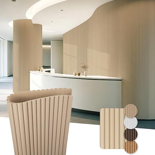 Art3d Roll-Flat Beaded Wood Slat Wall Panel, 2-Pack, 94.5" x 23.6", Ashtree | Flexible, Durable, Crack Resistant, Glue on, Easy to Install, for New Home Buyer, Future Mover to Upgrade Office, Living Room by Art3d