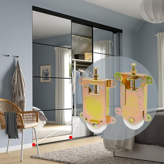 Mirror Sliding Rollers Replacement for Wardrobe Doors Wheel Assemblies (Pack of 2) - Image 5