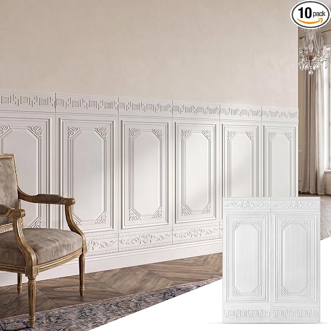 Nuanchu 10 Pcs 35 x 28 Inch Ceiling Tiles Peel and Stick, Vintage | Foam White 3D Wall Panels 26-105.5 Sq. ft Adhesive Glue up Waterproof Wallpaper for DIY Office Home by Nuanchu