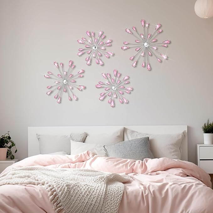 Hicarer 4 Pcs Starburst Wall Decor, Pink Wall Art - Image 7