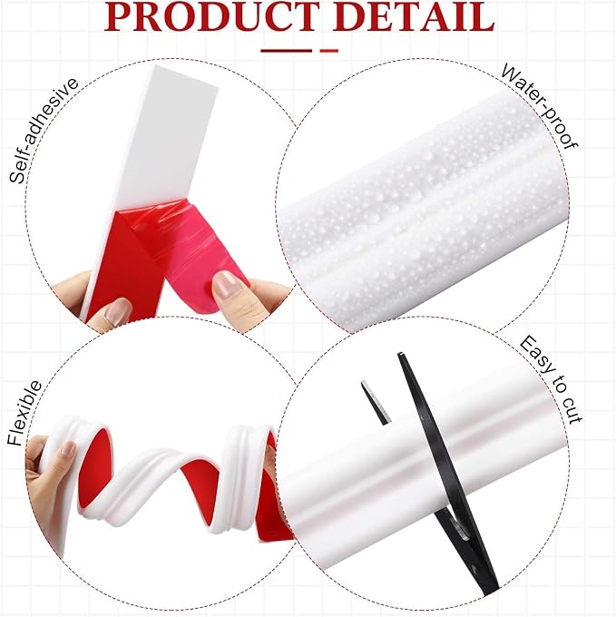 19.7ft Peel and Stick Chair Rail, 1.57 Inch, Stylish, White - Image 3
