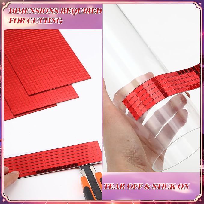 21600 Pieces Red Disco Mirror Tile Self-Adhesive Mirrors Mosaic Tile - Image 6