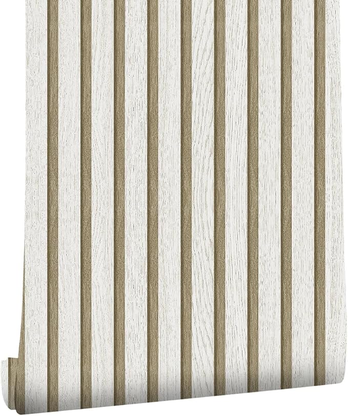 myforHD Wallpaper Peel and Stick Wood Grating Stripe Self-Adhesive Wallpaper Faux Wood Contact Paper Wood Slats Self Adhesive Wall Paper PVC Vinyl Film Removable Waterproof (Wood C, 17.3" x 236") by myforHD