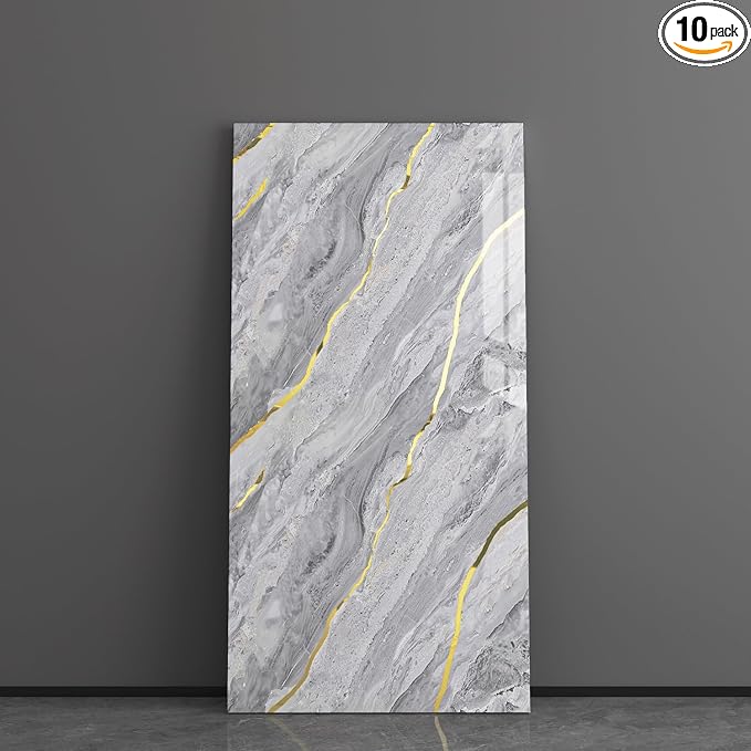 Haimin 3D Wall Panels Peel and Stick Marble Tile Look 10 Pack Waterproof | Lightweight, each 23.6x11.8in, total 19.4 sq ft. Kitchen & bath backsplash, bedroom/living rm decor. Marble-look faux tile. by HaiminHomeDecorWallpaper