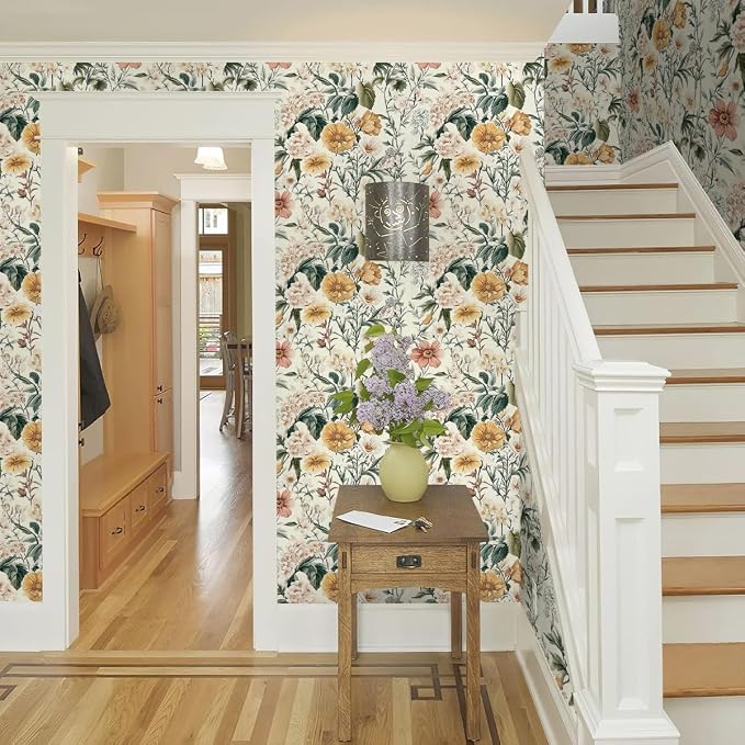 Livebor Vintage Floral Peel and Stick Wallpaper for Bedroom 17in x 590.5in | Floral Contact Paper Self Adhesive Wallpaper Waterproof Vinyl Removable Boho for Bathroom Shelf Cabinet Decor - Image 9