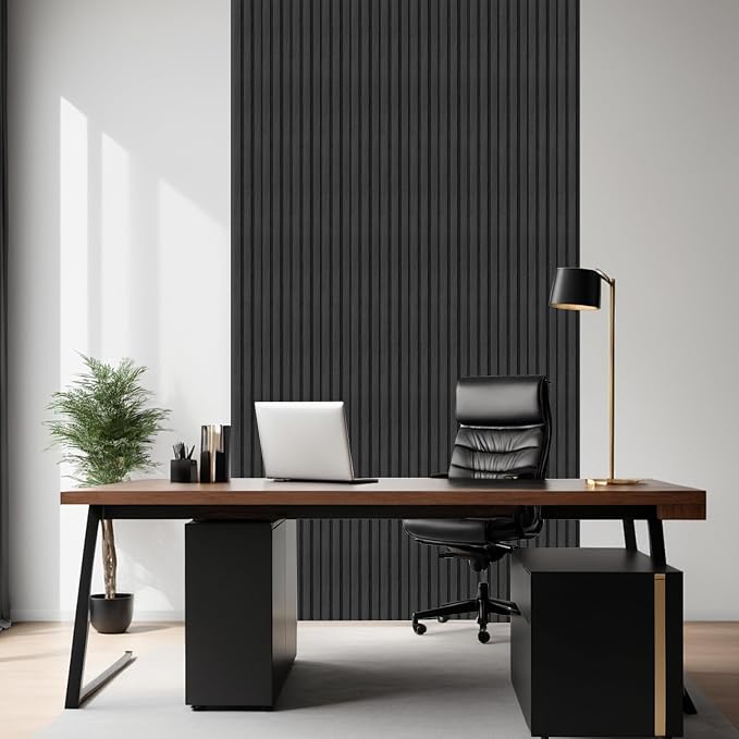 4 Rolls Black Peel and Stick PVC Slat Wall Panel, 4“x96” Self-Adhesive Thick Faux Wood Grain Wallpaper Panel, 3D Sound Proof Panels for Walls, Wood Panels for Wall Peel and Stick for Accent Walls - Image 6