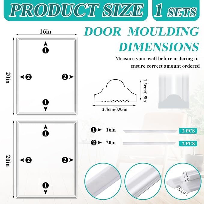 Colingmill 1 Set Peel and Stick Door Moulding, Modern, 16"x20" - Image 2