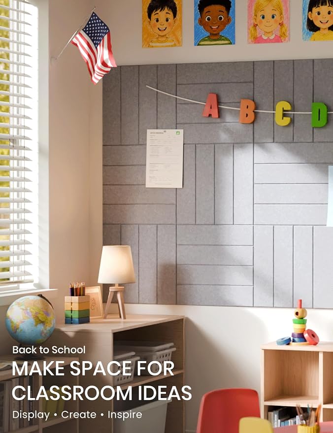 Fluxynara 48" x 36" Large Felt Bulletin Board, Soft Gray | 12 Pack Cork Board Alternative with 60 Safe Adhesive Tabs, Pin Boards for Wall Decor, Home, Office, Classroom,Dorm - Image 4