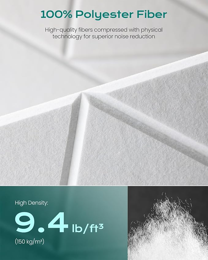 22 Pack Geometric Sound Proof Foam Panels for Walls 12"x12"x0.4" Fabric | Cuttable Self-adhesive Acoustic Panels for Home Office Studio Noise Reduction with Flexible DIY Layout, Decorative Black - Image 3