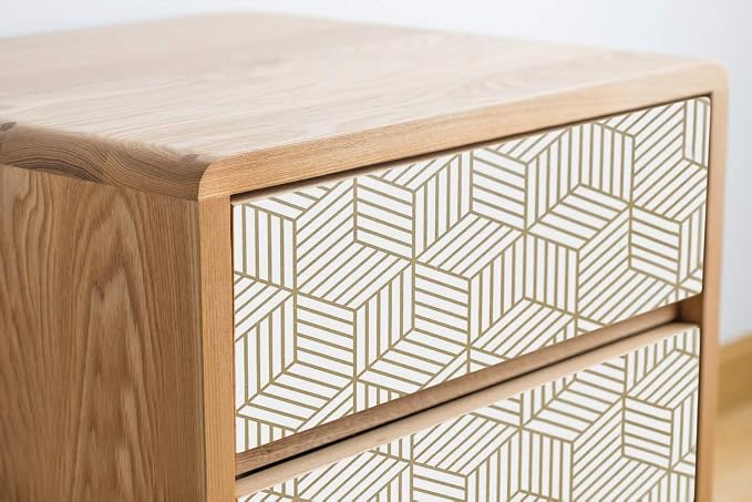 MelunMer Geometric Contact Paper Peel and Stick Wallpaper Gold 17.7”×197” | Self Adhesive, Removable Wallpaper for Bedroom/Bathroom Waterproof, Modern Contact Paper for Cabinets Liner Easy to Install - Image 9