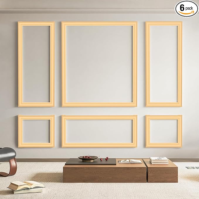 Art3d Pre-Cut Wall Molding Set of 6 pcs, 3 Top 3 Bottom, Oak | Ready-to-Assemble Wainscoting Panel, High-Impact, Precision Pre-Cut, DIY-Friendly, Ideal for Indoor Wall Decor, Accent Walls by Art3d