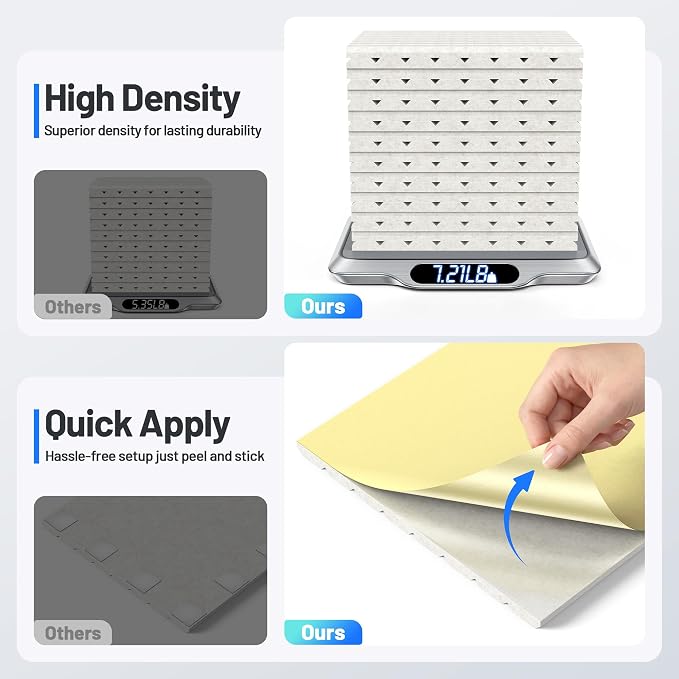 20 Pack Sound Proof Foam Panels for Walls, Acoustic Panels Self-Adhesive | 12" X 12" X 0.4" Slatted Soundproof Wall Panel, High Density Sound Absorbing Panel for Gaming Recording Studio Decor-Ivory - Image 6