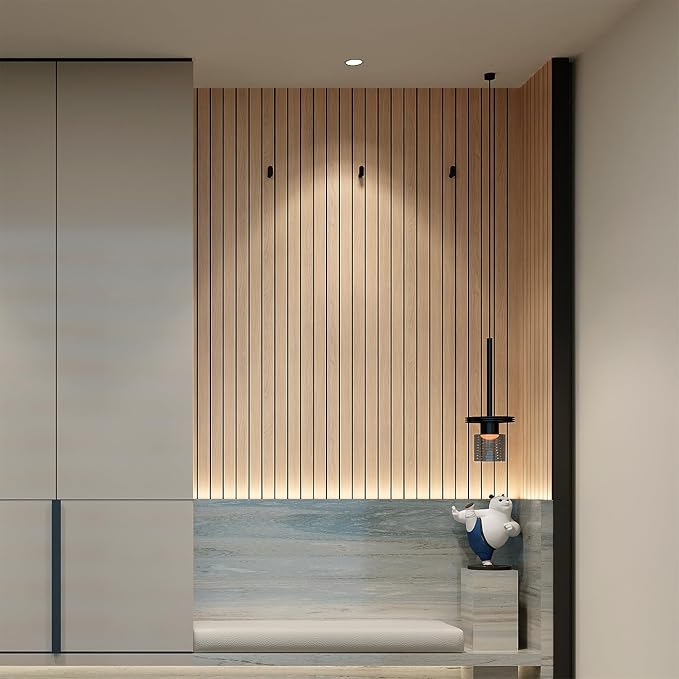 YU LI 3DH Peel and Stick PVC Slat Wall Panel 118"x15.75" Self-Adhesive Thick Faux Oak Wood Grain Wallpaper Panel 3D Soundproof Wall Panels for Walls & Ceilings - Image 5