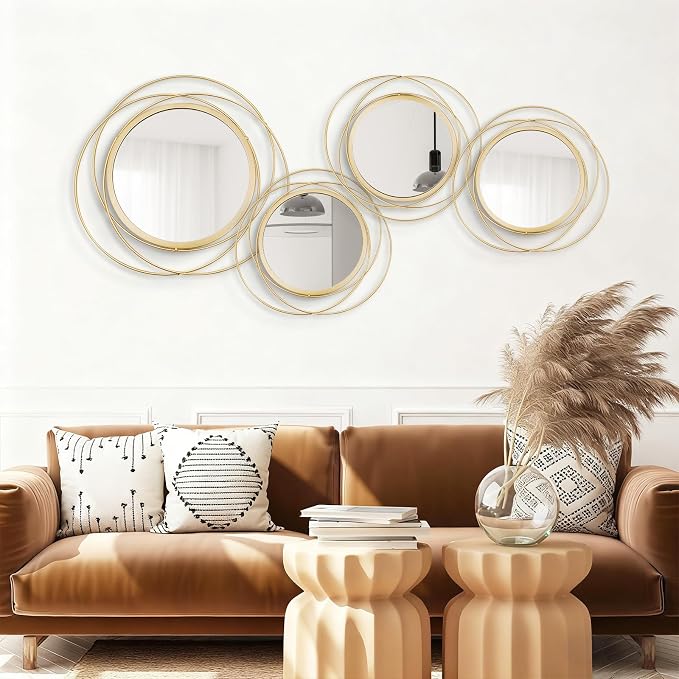 4 Set Circle Mirrors for Wall Decor Living Room Bedroom Entryway by Cityelf